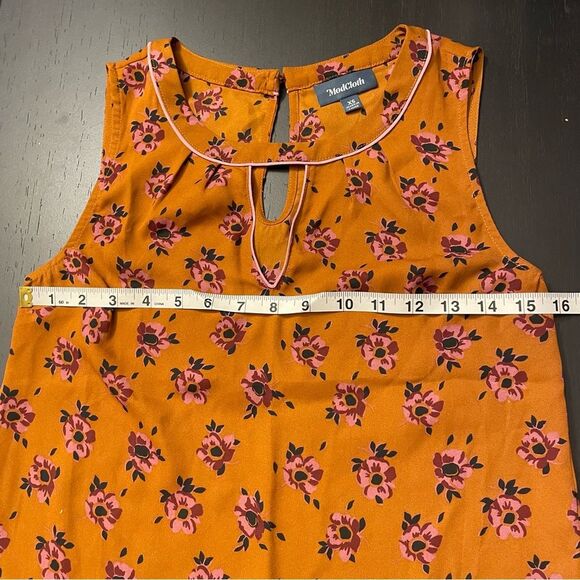 ModCloth Orange Pink Floral Keyhole Neck Tank Top Women’s Size XS - Picture 7 of 8
